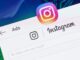New york, USA - april 8, 2019: Instagram ads app application on digital screen macro close up view