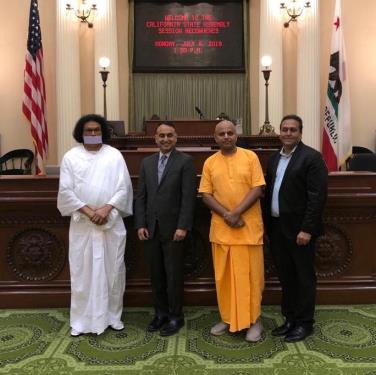 California State Assembly Honors Acharyalokesh And Gaur Gopal Das