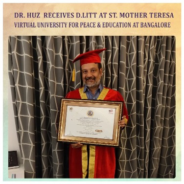 Dr. Huzaifa Khorakiwala Awarded D.LITT by ST. Mother University for Peace & Education In Bangalore