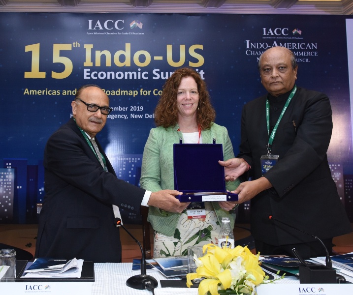 Ms Aileen Nandi, Minister Counselor for Commercial Affairs US-FCS with Mr. Lalit Bhasin Summit Chair & Mr. SK Sarkar National President of IACC at 15th Indo-US Economic Summit.JPG (1)