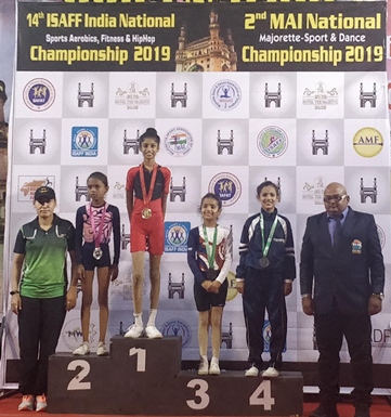 Mishka Gowd of Telangana notches up gold medal at the 14th Indian Sports Aerobics Fitness Federation Championship!