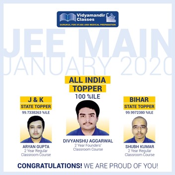 Another Successful year for Vidyamandir classes in JEE Main 2020 (January Attempt)