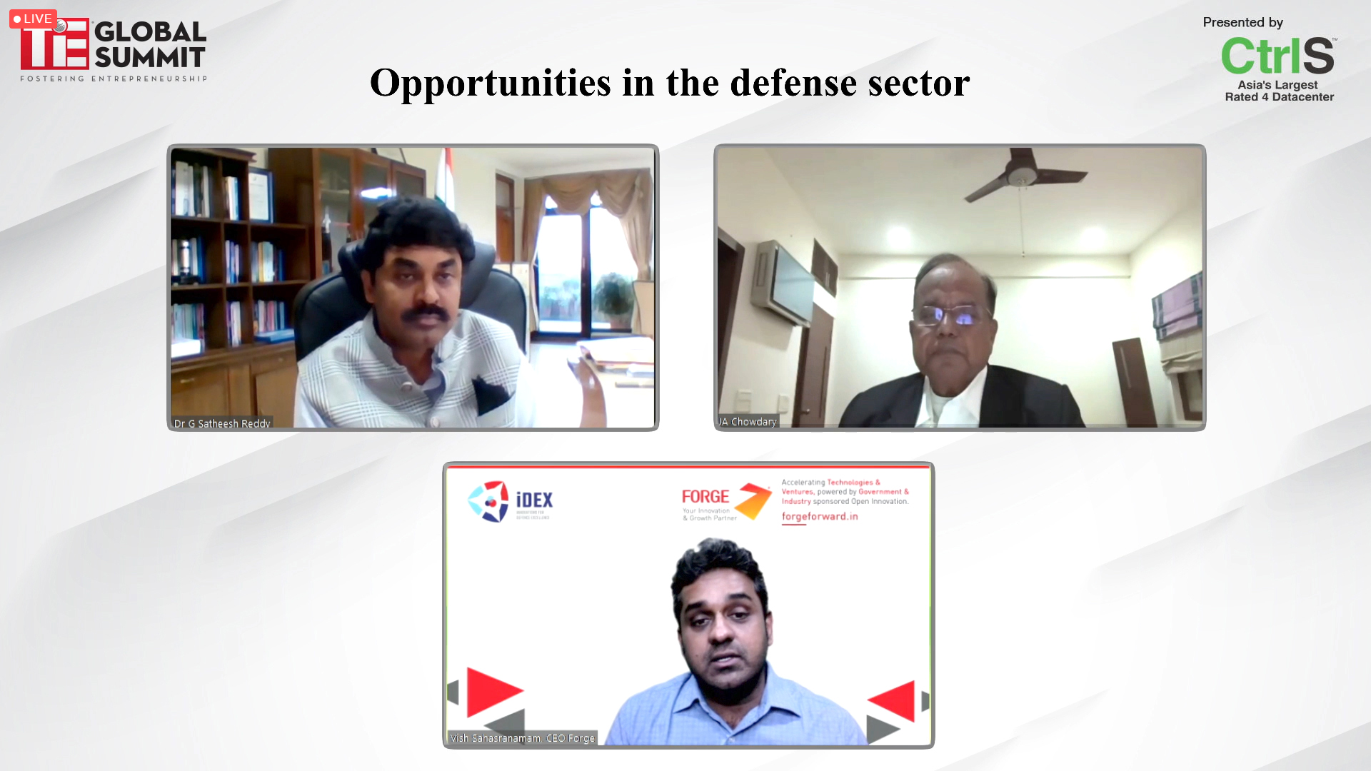 G Satheesh Reddy, JA Chowdhary, Vish Sahasranamam in Panel discussion on Opportunities in Defence Sector