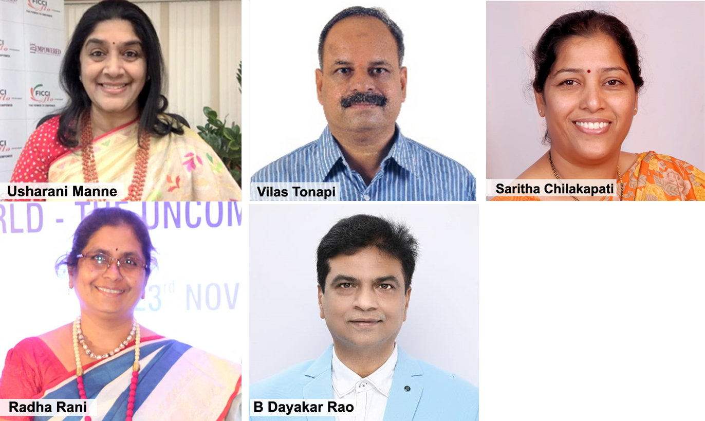 Usharanimanne, Vilas Tanopi, Saritha Chilakapati, Radha Rani, B Dayakar Rao at a virtual interactive session on Business Opportunities in Millets for women entrepreneurs