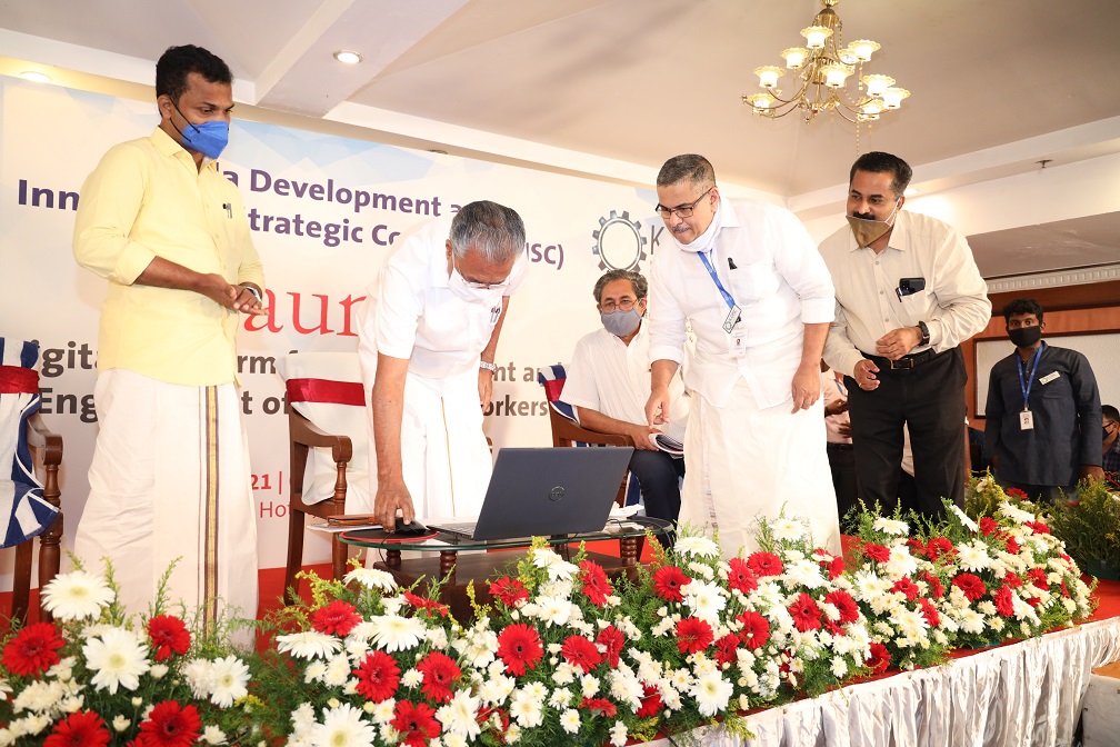 Chief Minister Pinarayi Vijayan launched the Kerala Knowledge Mission digital workforce management system portal at an event held at Thiruvananthapuram on Tuesday. V.K Prashanth MLA, Dr. K.M Abraham, Chairman, K-DISC also seen