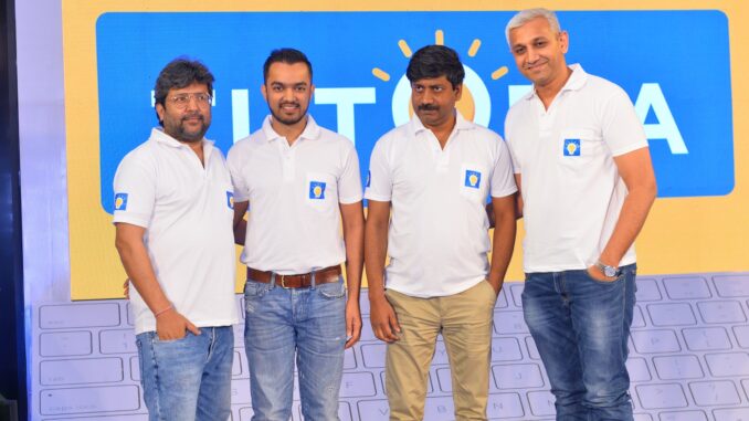 Mr. Anurag Chirimar, Mr. Gaurav Dugar, Mr.Subrata Roy, Directors,Tutopia Pvt Ltd and Mr. Prashant Chopra, Director PS Group at the launch of Tutopia learning App, an advanced new-age online learning App for the Bengali medium students.