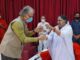 Prof. Shantikumar Nair of Amrita Vishwa Vidyapeetham recieving the award from Sri Mata Amritanandamayi Devi