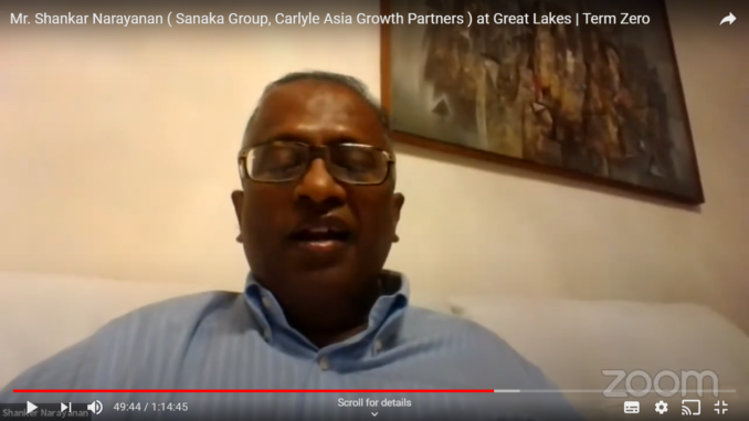 Mr. Shankar Narayanan, Founder of Sanaka Group and Former Managing Director, Carlyle Asia Growth Partners
