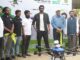 Daggubati Rana kickstarting Hara Bahara Campaign , drone spray of seedballs in KBR Park. Seen Mr. Prem Kumar, Founder of Marut Drones and Mr MJ Akber, Chief Conservator of Forests.