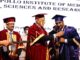 KNRUHS Vice-Chancellor, Prof. Karunakar Reddy, presents graduation certificates to MBBS students of Apollo Medical college