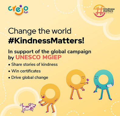 Crejo.Fun supports UNESCO MGIEP’s global campaign #KindnessMatters