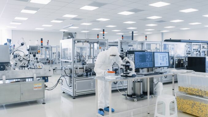 Shot of Sterile Pharmaceutical Manufacturing Laboratory where Sc