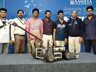 From left to right Mahendran, Sakthiprasad, Ragavendra, Sreekanth, Sidharth, Prof. Rajesh Kannan Megalingam, Anandu GR