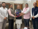 From Left-Right - Mr, Abhishek Issar (Founding Member, FEAI), Mr. Vaibhav Dange (Founding Director and Member, FEAI), Hon'ble MP Shri Sushil Modi, Mr. Gagan Narang, Founding Member, FEAI and Mr. Ishan Russell