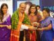 Governor Tamilisai Soundararajan seen felicitating Dr Krishna Ella. Also seen Uma Chigurupati & Suchitra Ella