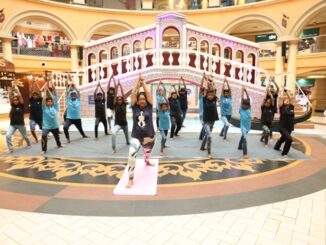 Children from the We Can We Will Foundation demonstrate Yoga asanas at Growel’s 101 Mall to commemorate International Yoga Day 2022