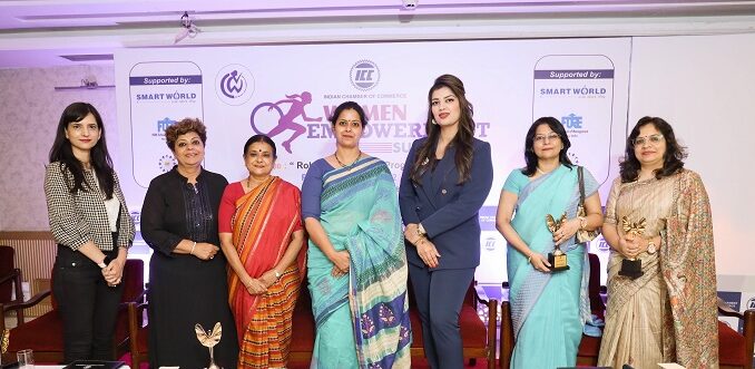 From left Ms. Bhawna Agarwal, Ms. Jyotsna Chauhan, Ms. Lakshmi Krishnan, Ms. Tripti Khanna, Ms. Aishwarya Bansal, Prof. Sriparna Basu, and Ms. Rashmi Ranjan attended the summit as the panelist