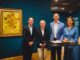 from left to right Ronald Leunisse, Managing Director DHL Express Netherlands, Willem van Gogh, Advisor to the Board of the Van Gogh Museum, Alberto Nobis, CEO of DHL Express Europe and Emilie Gordenker, General Director of the Van Gogh Museum in front of Sunflowers (1889). Credit: Jelle Draper