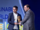 Akash Pandey, AVP, Enterprise at Yabx receiving the Global Fintech Award