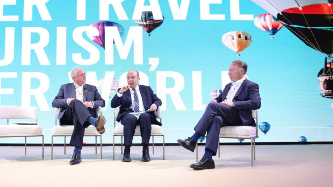 L-R in Photo: Paul Polman, Net-Positive; former Mexican President Felipe Calderon; and Jeremy Oppenheim, Systemiq