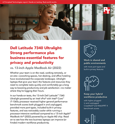 New Principled Technologies Study Highlights How Investing in Dell Latitude 7340 Ultralight Laptops Could Boost Productivity, Privacy, and Comfort for On-the-Go Workers