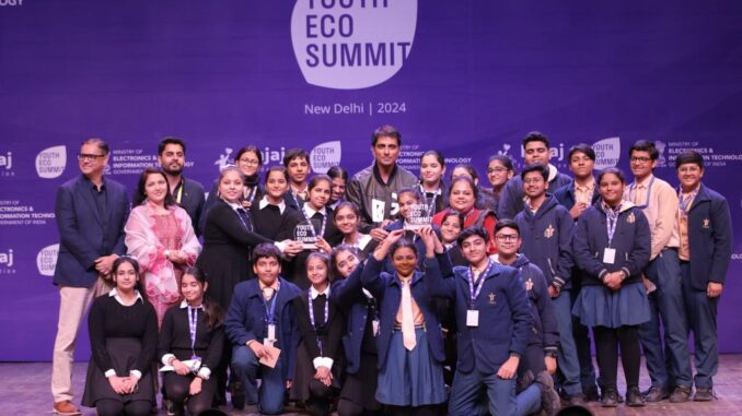 Actor Sonu Sood with the students at Youth eco Summit