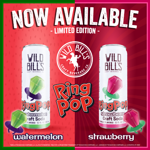 Wild Bill's Olde Fashioned Soda Co. and Bazooka Candy Brands Team Up Again to Unveil New Ring Pop Craft Soda Flavors
