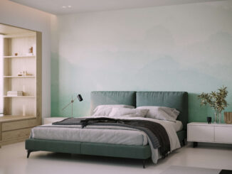 While most people think of one or two colours with ombre walls, there’s no reason you can’t go for even more colours.