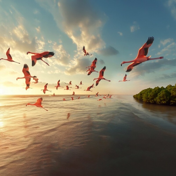 Thousands of flamingos grace Navi Mumbai’s iconic wetlands, offering a stunning natural spectacle near New Palm Beach (PRNewsfoto/Bhagwati Developers)