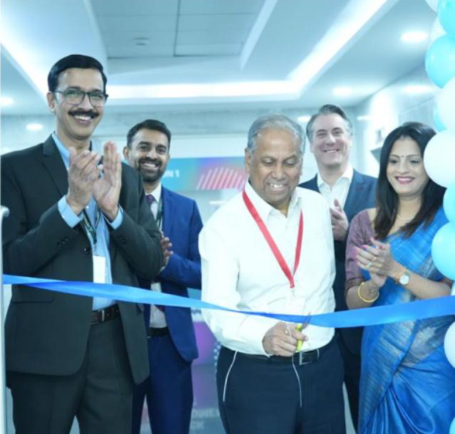 L to R - Mr. Ganesh Kalyanaraman, Managing Director of the IDC and North America, Version 1 and Dr. Sunil K Singh, Board member, inaugurating the India Delivery Centre