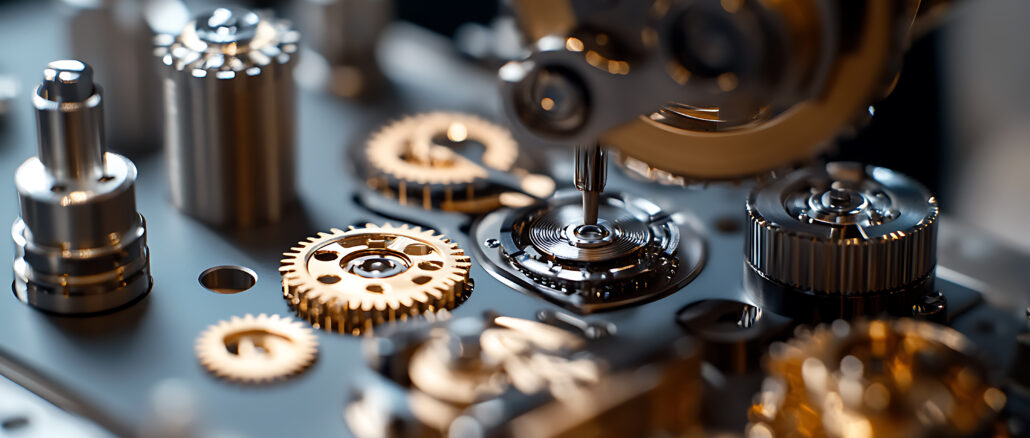 A robotic arm assembling precision components for robotic arms used in electronics manufacturing, industrial tech lab with AI-driven automation, Scientific style Smart Manufacturing, Investing in Precision Components