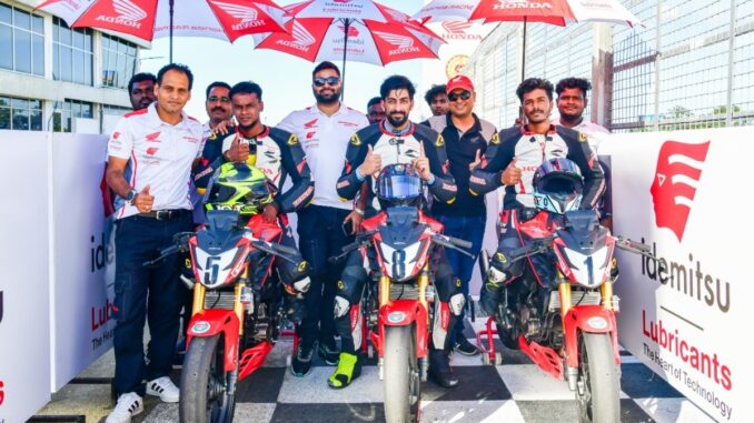 Raivat Dhar Leads in Race 1 of Round 4 of the 2025 IDEMITSU Honda India Talent Cup CB300F