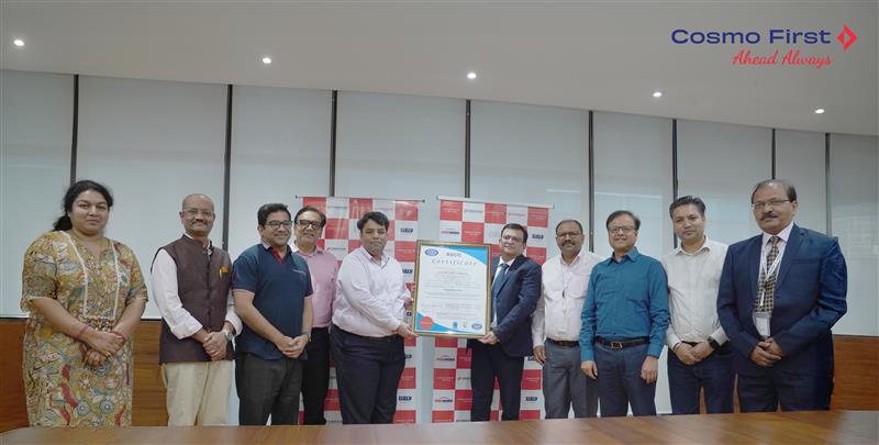 Cosmo First achieves globally recognised Information Security Management System Certificate