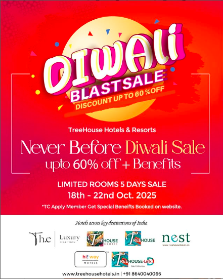 TreeHouse Hotels & Resorts Unveils the ‘Diwali Blast Sale’  Celebrate More, Pay Less This Festive Season
