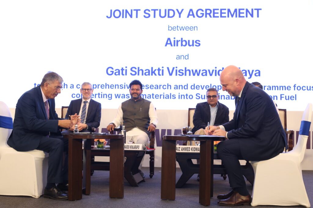 Airbus, Gati Shakti Vishwavidyalaya forge agreement to pioneer waste-to-sustainable aviation fuel R&D in India