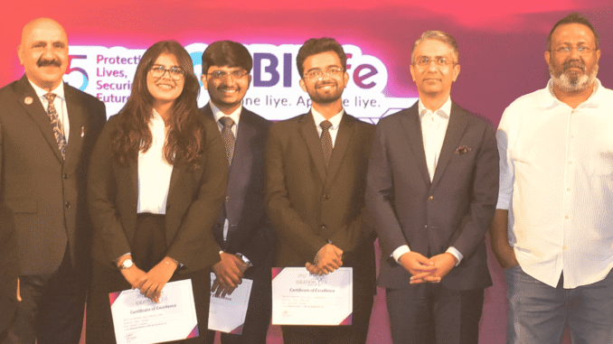 Pritish Wadhwa, Stuti Rajesh Shah, and Eshan Sharma from SPJIMR, Mumbai, bagged the ‘SBI Life’s IdeationX 2.0 National Champion’ title