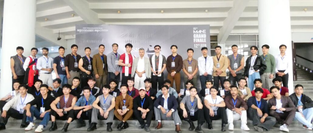 Contestants of 15th Gatsby Mega Mister North East with Founder of Mega Entertainment Abhijeet Singha and past winners Nawang Dondup and Nikhil Okram