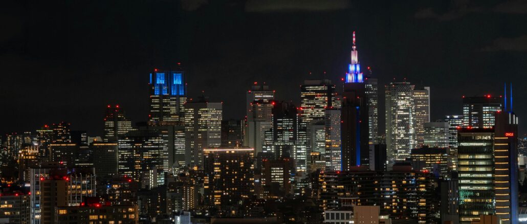 Tokyo skyline night business district
