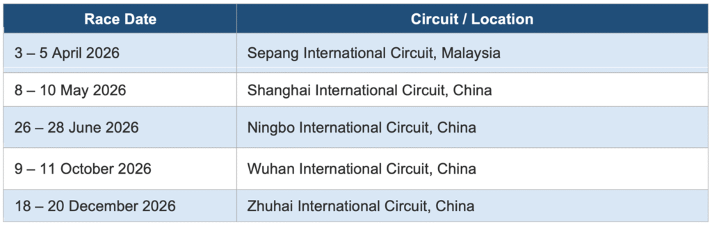 2026 Lotus Cup China Race Schedule