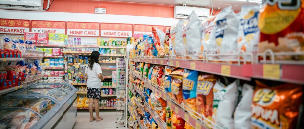 cereal aisle in a US supermarket