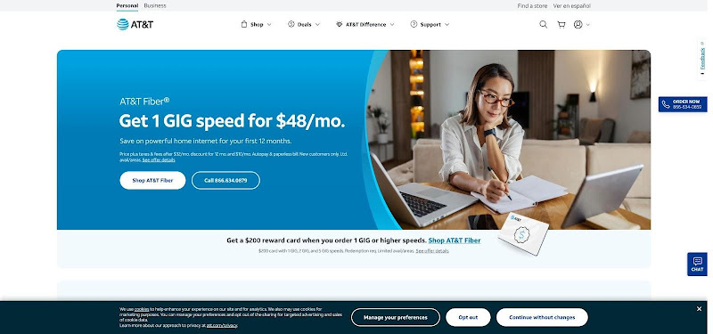 AT&T Fiber Huntsville gigabit internet pricing screenshot