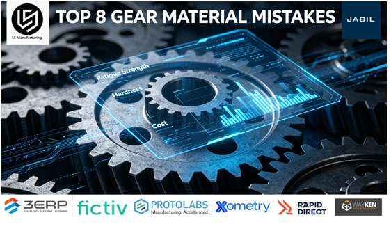 A conceptual image showing a holographic data interface analyzing material properties over a macro shot of a precision metal gear, representing data-driven gear material selection.