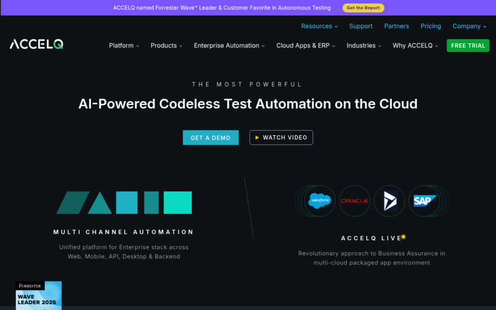 ACCELQ - Best for Enterprise Continuous Testing Automation