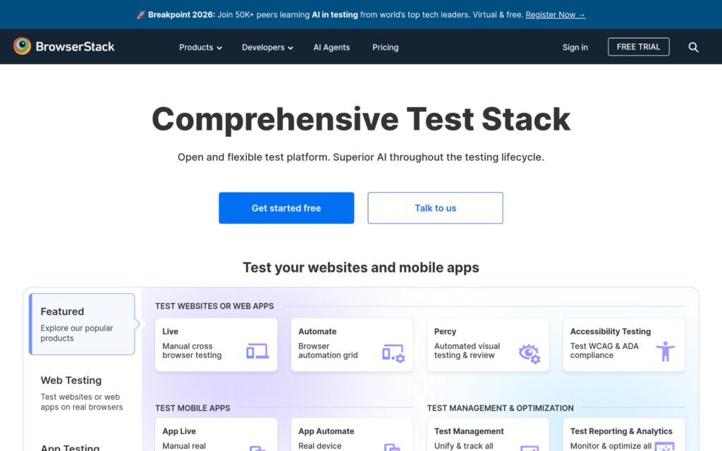 BrowserStack - Best for Cross-Browser and Mobile Application Testing at Enterprise Scale